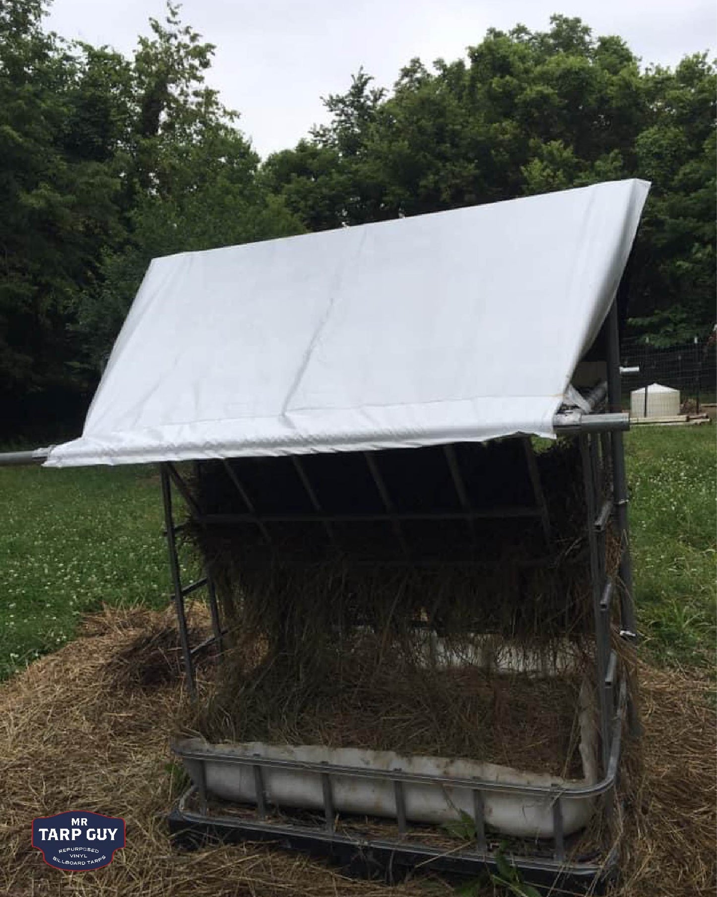 10' x 22'9" Repurposed Vinyl Tarp (White, Extra Heavy-Duty)