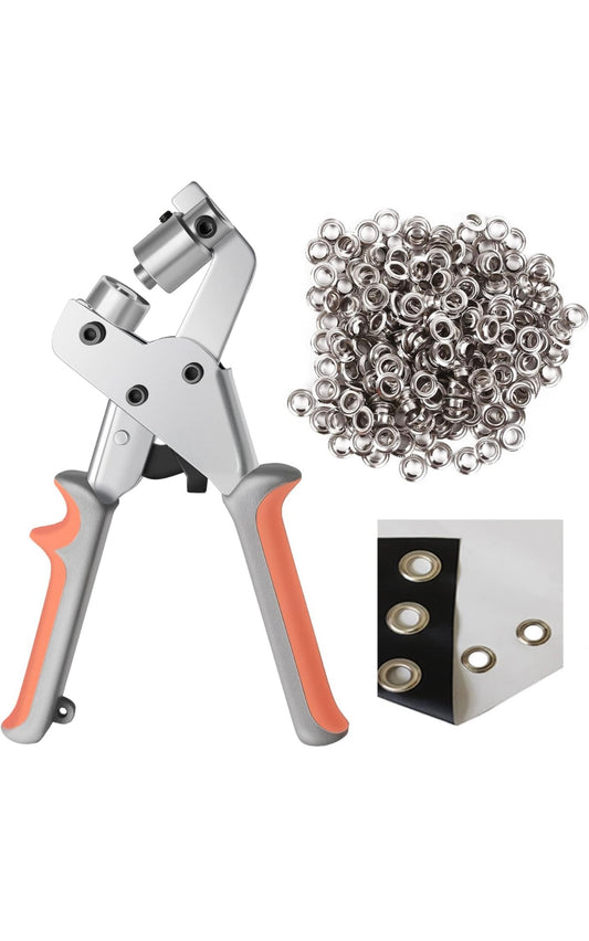 Easy Punch Grommet Tool Kit + 100 3/8" Stainless Steel Grommets